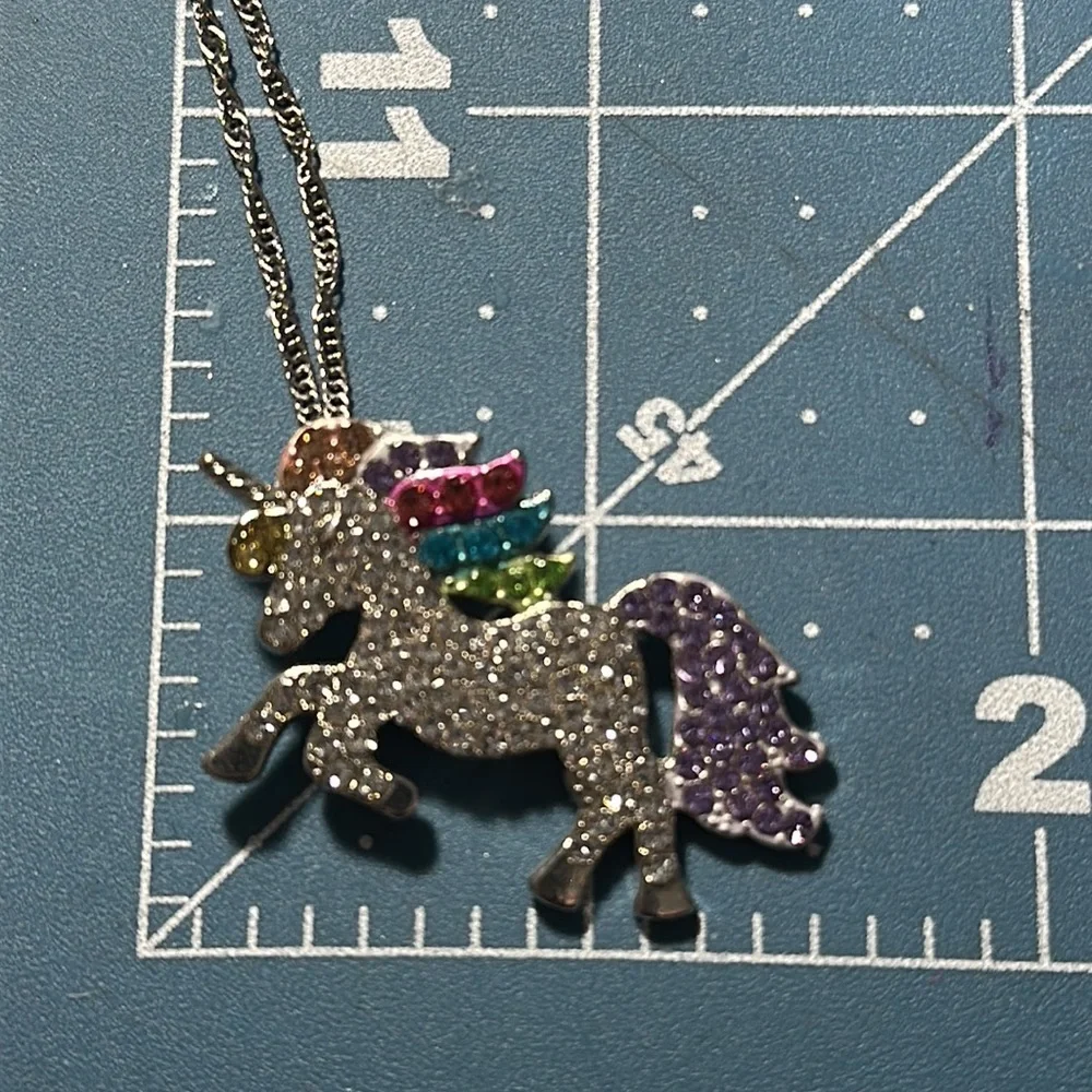 Colorful Rhinestone Unicorn Necklace